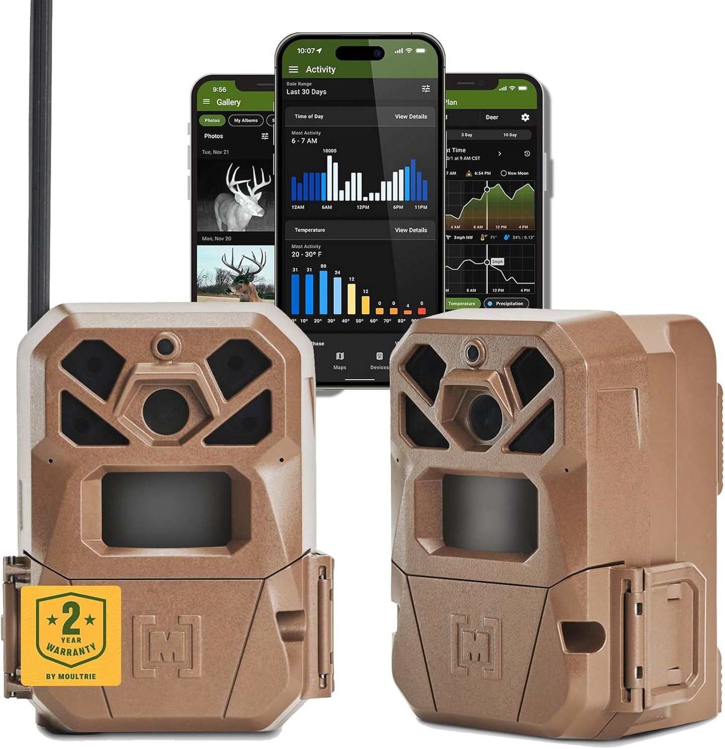 Moultrie Edge 2 Cellular Trail Camera - Auto Connect Nationwide 4G LTE - Pack of 2