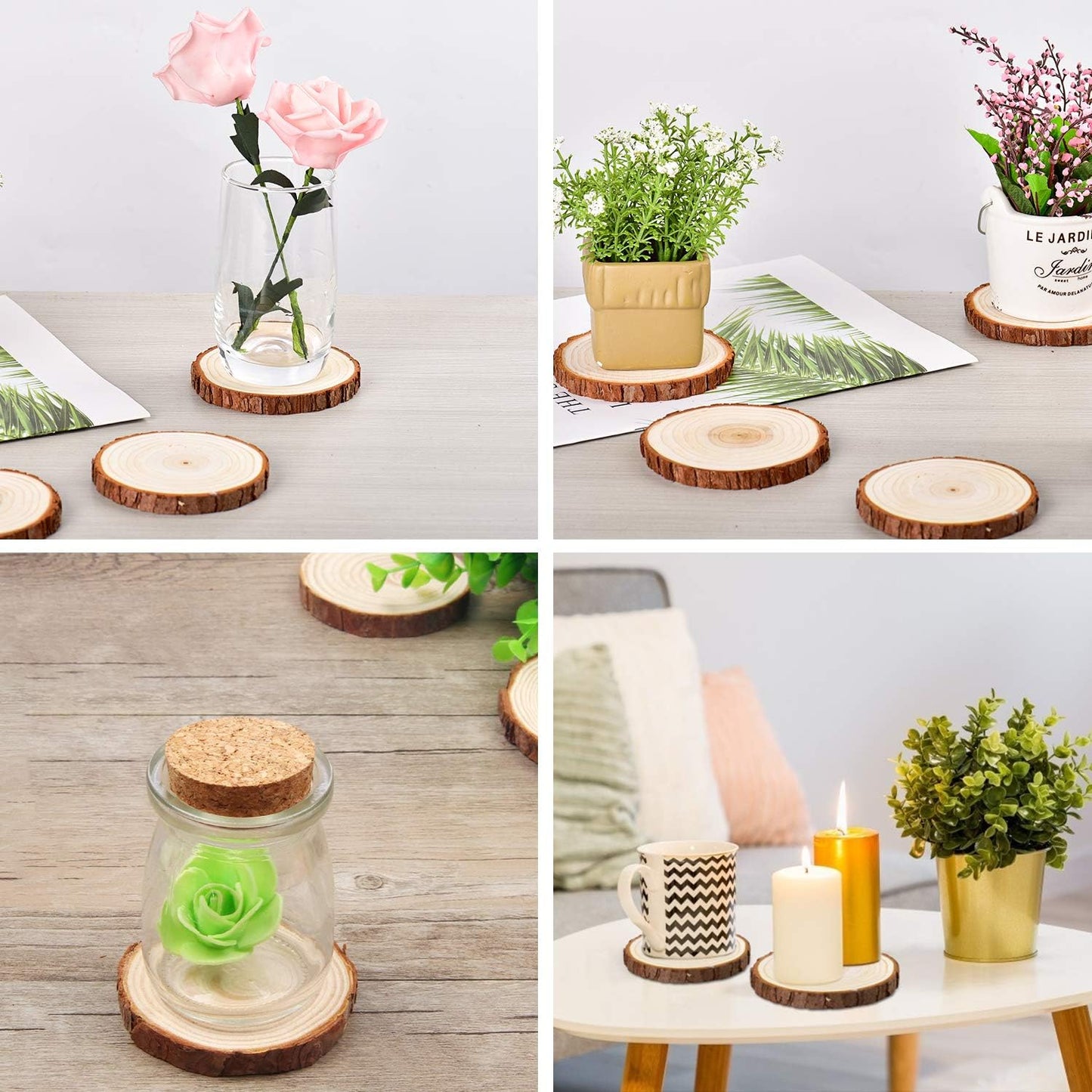 Unfinished Natural Wood Coasters- Set of 5