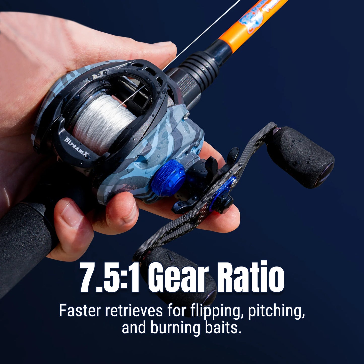 Reaction Tackle Baitcasting Fishing Reel- StreamX Edition- 7.5:1 gear ratio