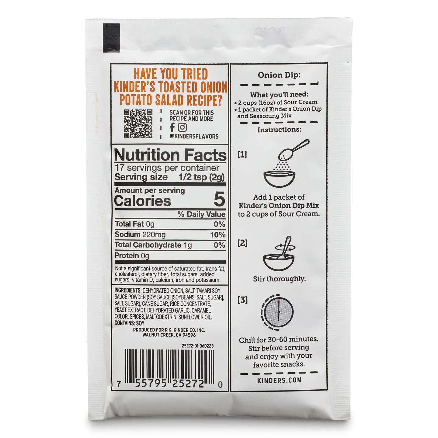 Kinder's- Onion Dip & Seasoning Mix