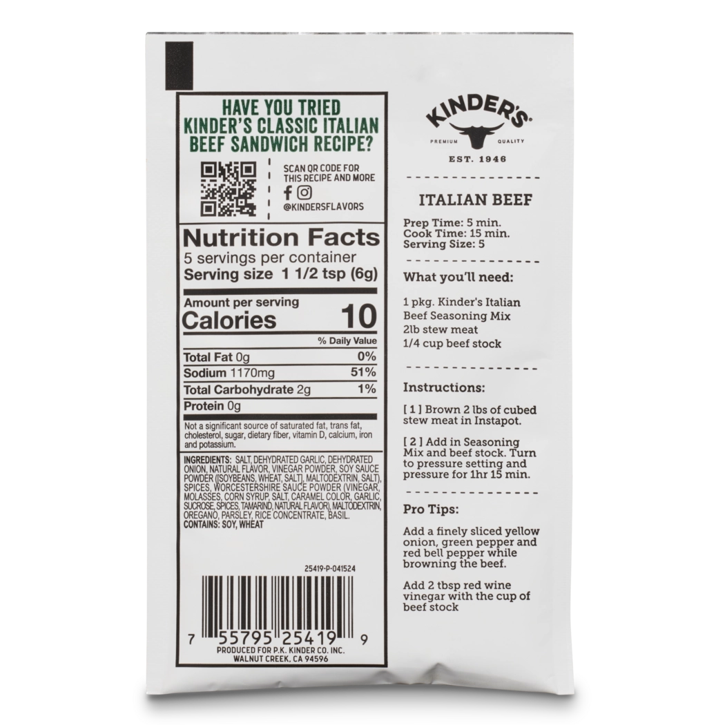 Kinder's- Beef Seasoning Italian Beef