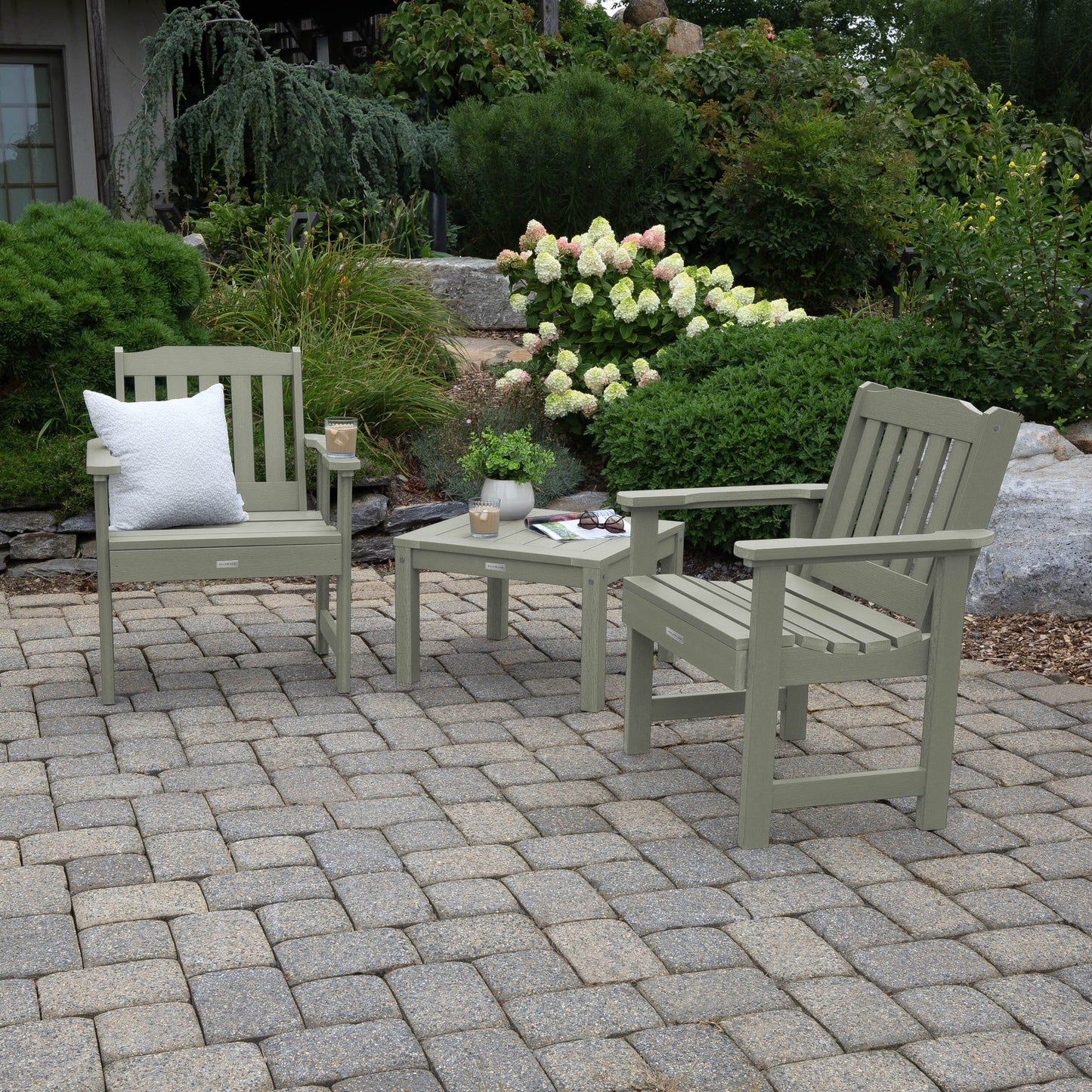 2 Lehigh Garden Chairs with 1 Square Side Table