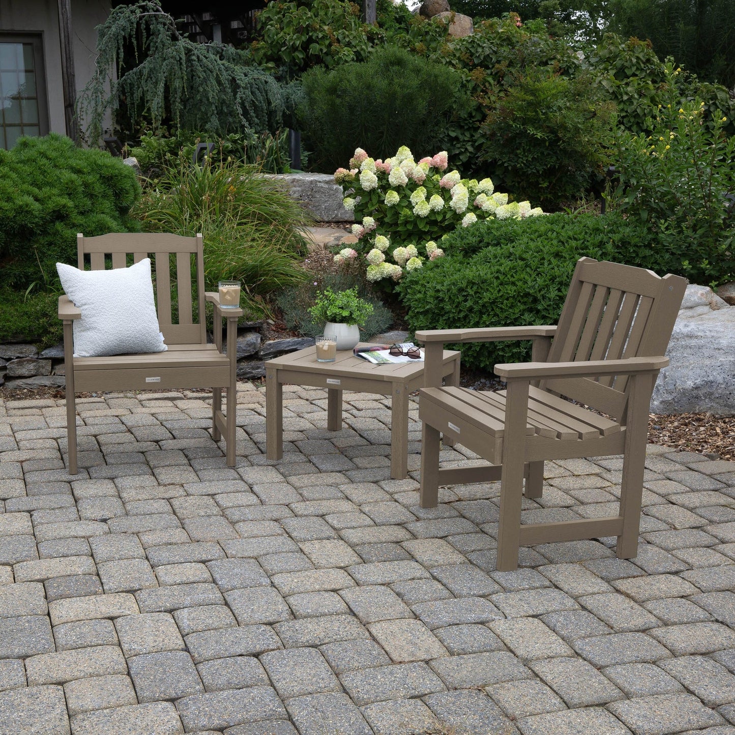 2 Lehigh Garden Chairs with 1 Square Side Table