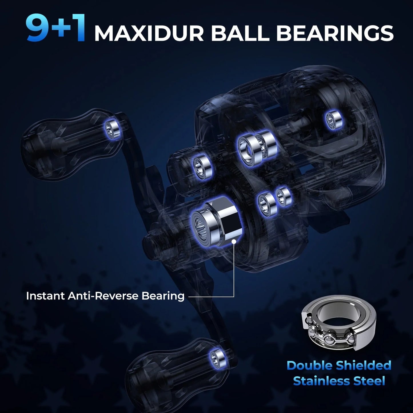 KastKing Royale Legend Patriot Twin-Tip Baitcaster Rod and Reel Combo