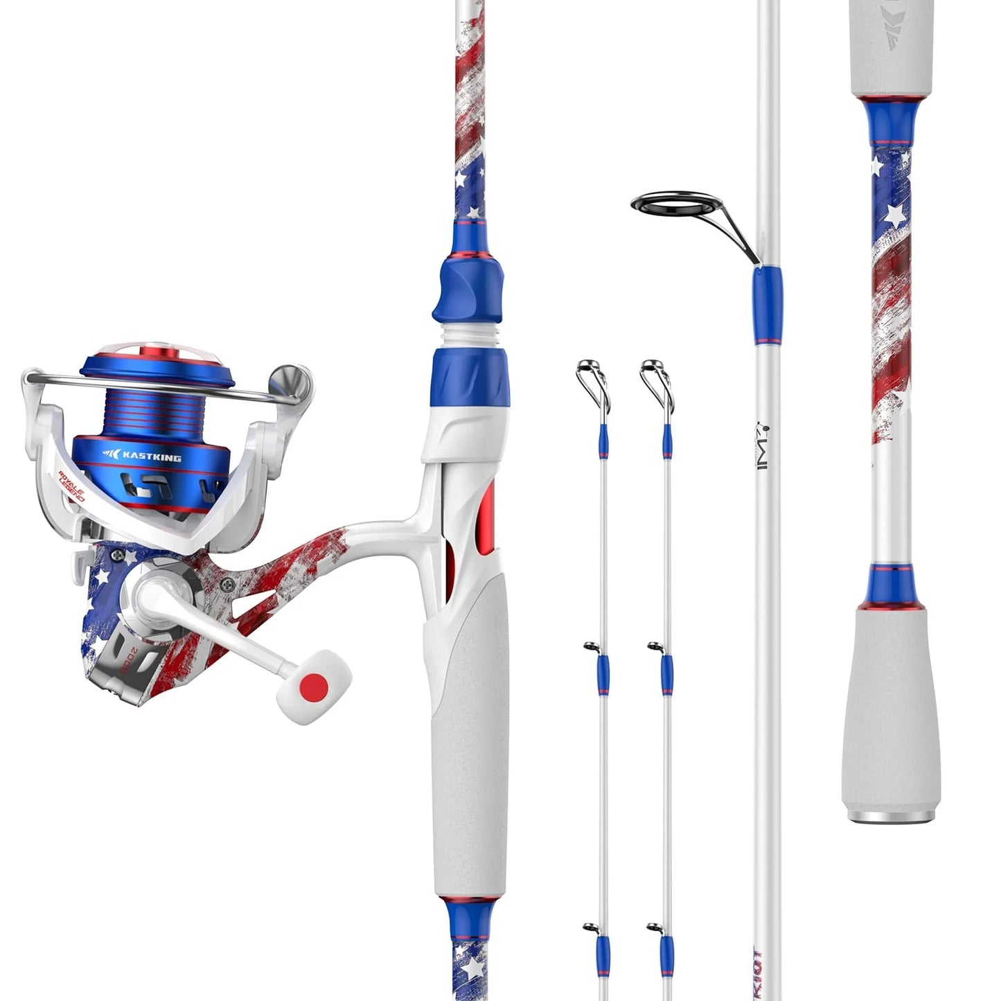 KastKing Royale Legend Patriot Twin-Tip Baitcaster Rod and Reel Combo