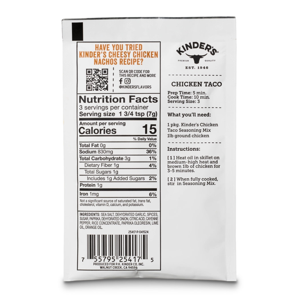 Kinder's- Chicken Taco Mexican Seasoning