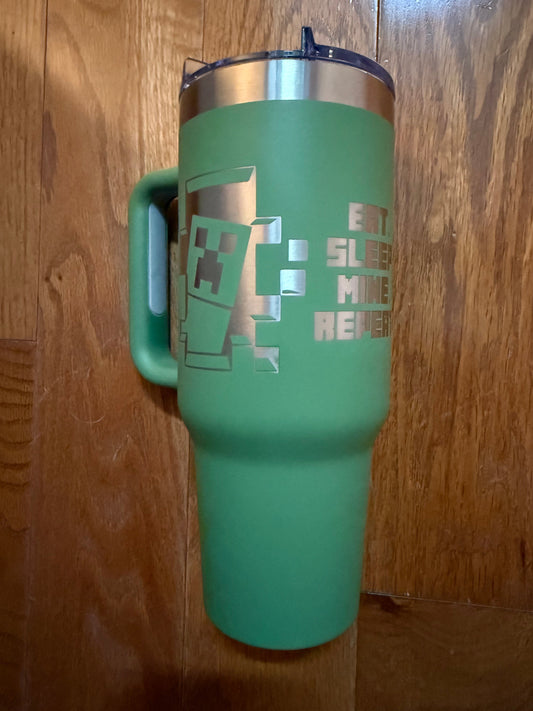40 oz Tumbler w/ handle- MINECRAFT